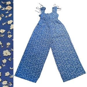NWT Emery Rose Ditsy Floral Tie Strap Jumpsuit Wide Leg